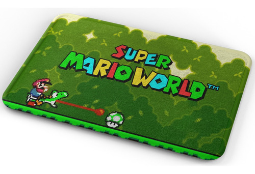 Tapete Super Mario World Logo Mario Baño Lavable 50x80cm