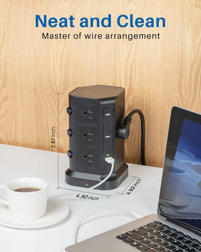 Torre Multicontacto Con 12 Tomas Y 6 Usb Enchufe Multiple Ne