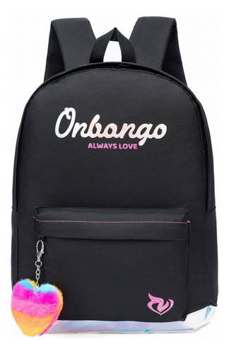Mochila Casual Feminina Resistente Chaveiro Espaçosa Cor Preto Desenho Do Tecido Lisa