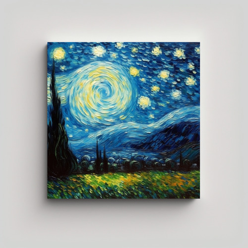 50x50cm Cuadro Decorativo Nocturno De Van Gogh Bastidor Made