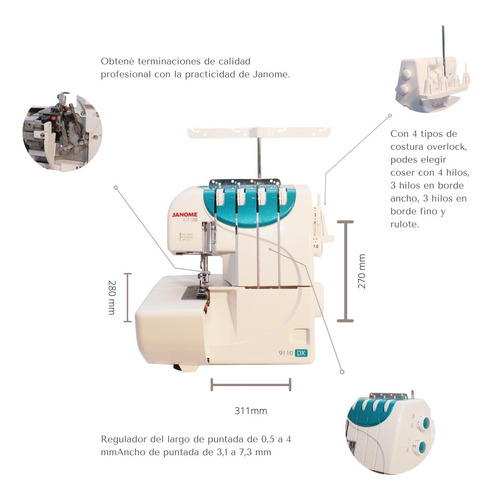 Imagen 3 de 8 de Janome 9110dx + Kit De Tijeras De Regalo + Curso Y Garantía