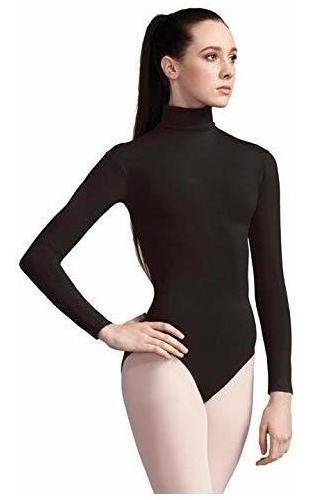 Capezio Maillot De Manga Larga Con Cuello Alto Para Mujer