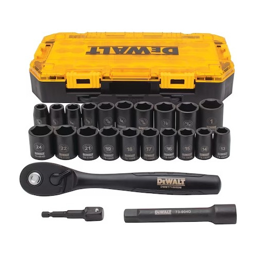 Juego De Dados Impacto 1/2x23 Piezas Sae/mm Dewalt Dwmt74739