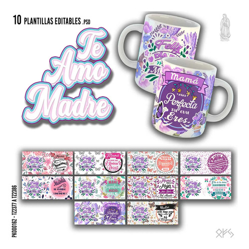 10 Plantillas Editables Para Sublimar Tazas Día De La Madre