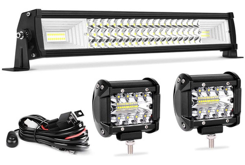 Barra Luz Led Triple Fila Combo Conduccion Arne Cableado Atv