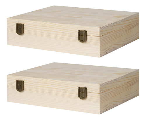 2 Paquete Caja De Madera Sin Terminar Tapa Cajas De Mad...