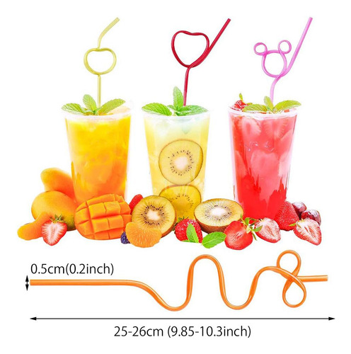 Crazy Straws, Reutilizable, Colorida, Con Forma De Lazo Vari