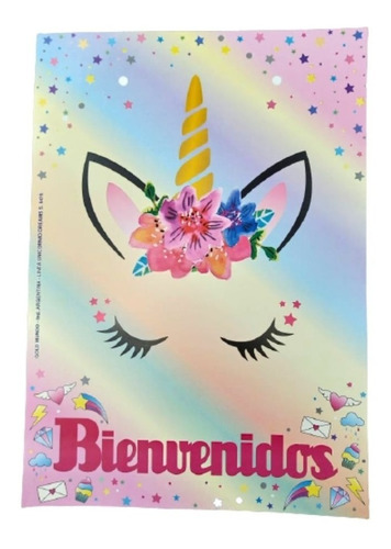 Afiche Bienvenidos Unicornio Cotillón