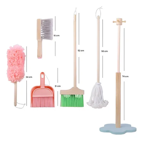 Set Aseo De Madera Limpieza Juguete Didáctico 6 Piezas