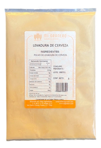 Levadura De Cerveza Natural Desamargada  500 Gramos