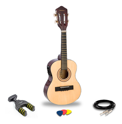 Kit Cavaco Cavaquinho Elétrico Vogga Vcc523 Natural Gloss