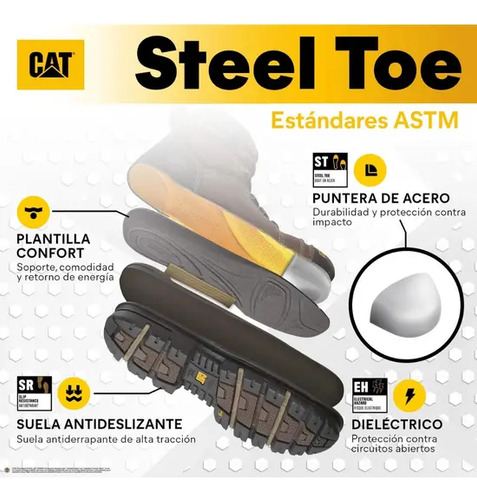 Zapatillas Caterpillar Invader St Punta Acero P91275 Black