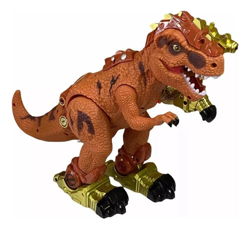 Dinosaurio Camina Tira Humo Sonido Luz Y Dispara Dardo Robot Naranja