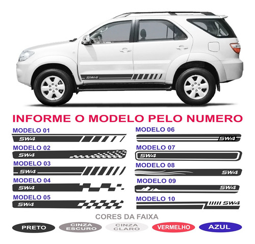 Faixa Lateral Toyota Hilux  Sw4 Acessorios Kit 2005 A 2015