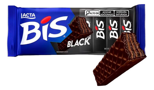 Bis Lacta Black X16 Obleas Bañada Chocolate Importado Brasil