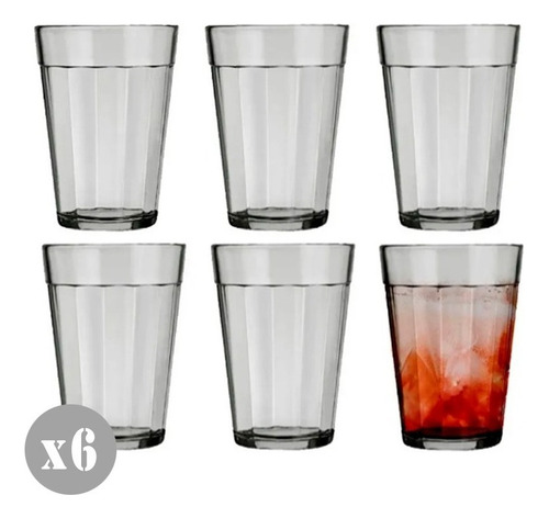 Vaso Americano Soda X 6 190cc Vidrio Eventos Agua Jugo!