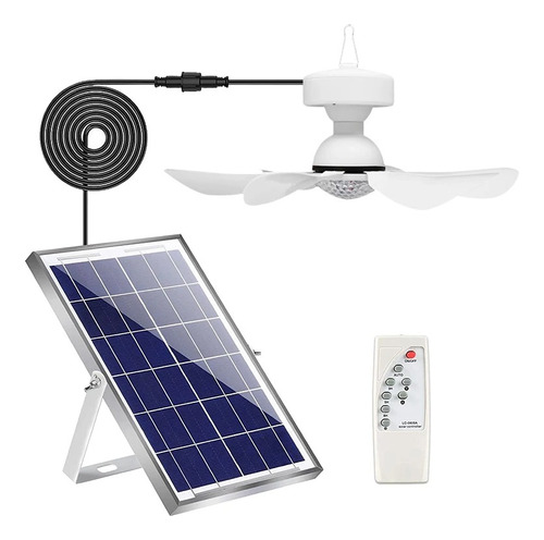 Ventilador Solar De Techo Portátil  Con Luz, Control Bateria