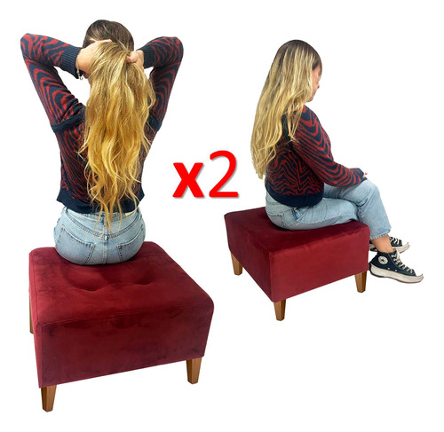 Puff Bajo Asiento Tipo Sillón Para Living Promo X2 Unidades