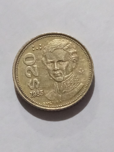 Moneda Guadalupe Victoria 20 Pesos 1985 Buen Estado