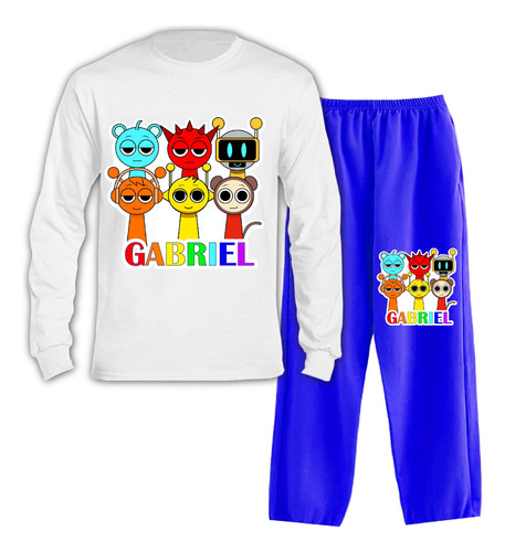 Pijama Largo Sprunki Niños Algodón Personalizado