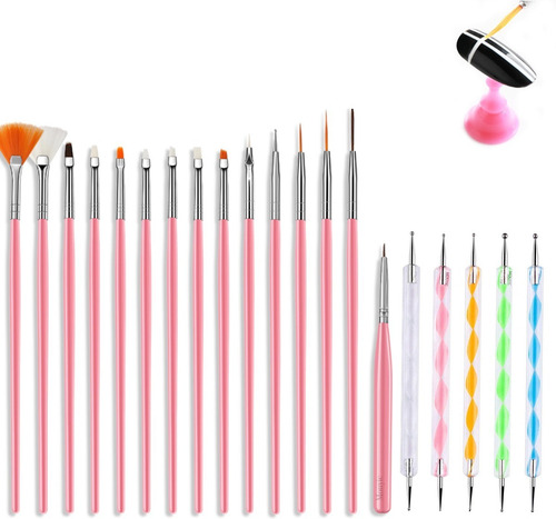 15 Pinceles Mano Alzada Liner Abanico + 5 Punteros 10 Puntas Color Color 2
