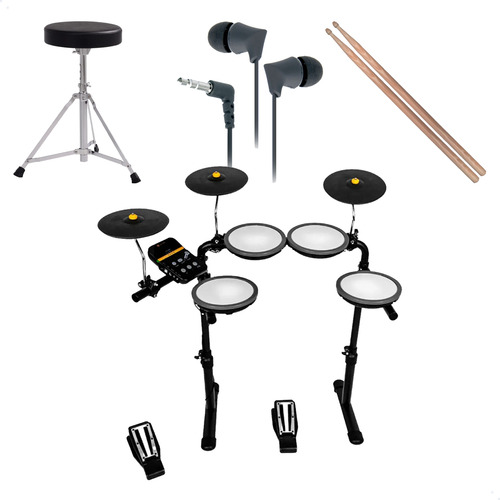 Kit Bateria Eletrônica Nagano Tech Ntf-01 Family Completa Cor Preto