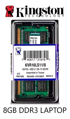 Imagen 1 de 3 de Memoria Kingston 8gb Ddr3 1600 Mhz  Laptop Sodimm Nuevas !! 