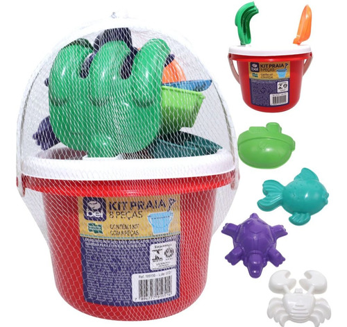 Kit Baldinho De Praia/ Brinquedos De Praia 8 Peças Sortidas