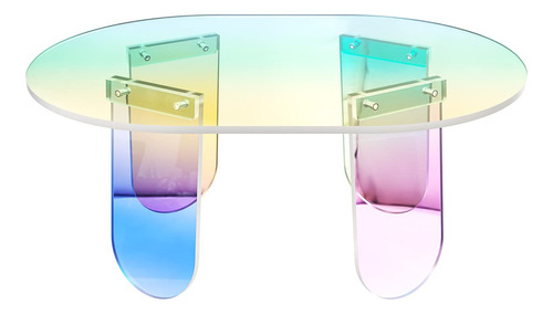Mesa De Centro Acrílica Iridiscente Redonda Y Elegante 70 Cm