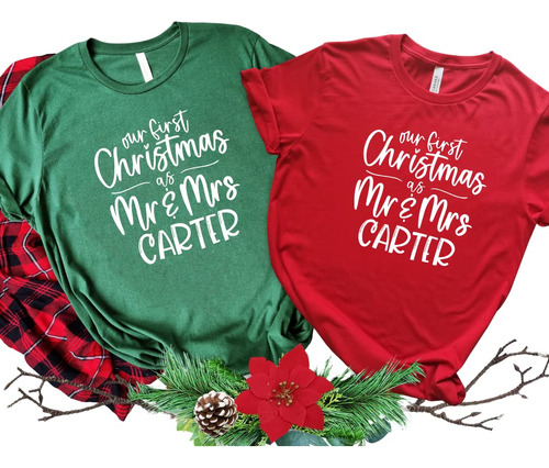 Nuestras Primeras Camisetas De Navidad Como Sr. Y Sra.,...