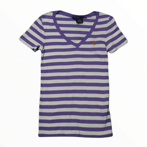 Playera Ralph Lauren Sport Mediana Lila Con Blanco