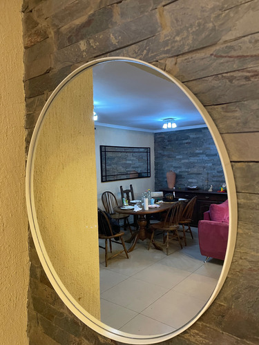 Espejo Circular Redondo Hierro Blanco 70 Cm F007 Envio Blanco