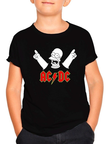 Polera Estampada Homero  Simpsons  Rock Acdc Niño