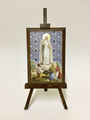 Imagem Cavalete Quadro De Nossa Senhora De Fátima Madeira