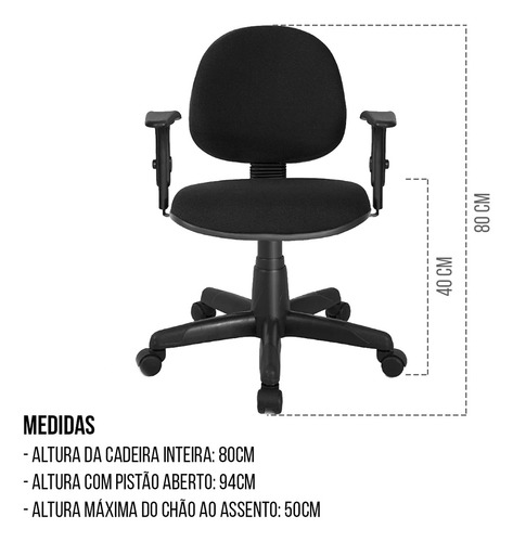 Cadeira Executiva P/ Escritório Com Braço Ergonômica Preta