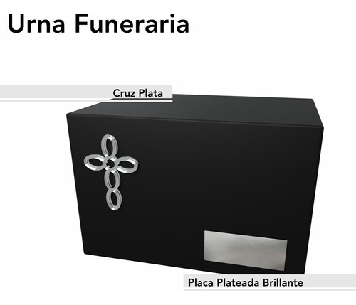 Urna Funeraria Mdf Negro Cruz Y Placa Aluminio Art20505
