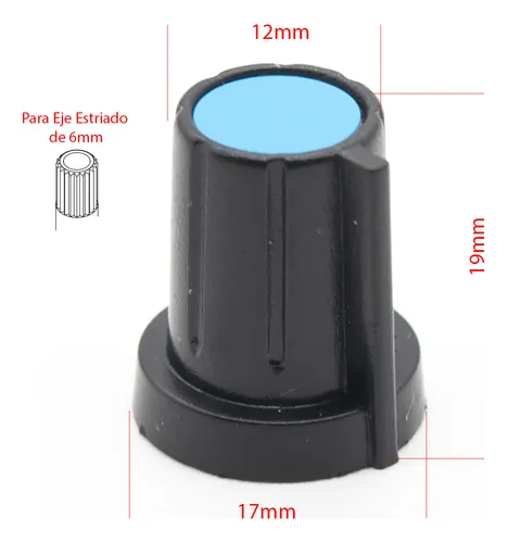 Perilla Potenciometro Celeste 17mm X 19mm Eje Estriado