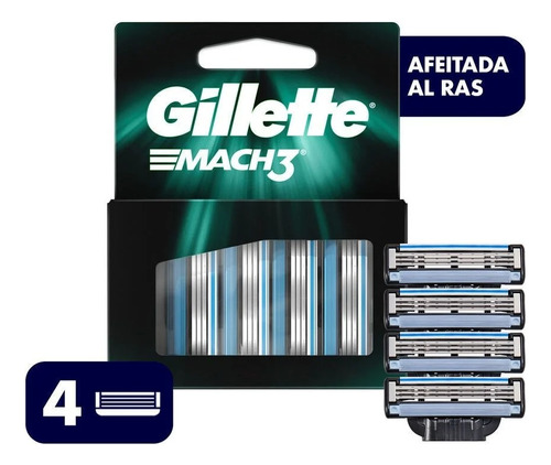 Gillette Cartuchos Para Afeitar Mach3 4 Unid