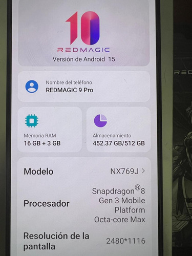 Nubia Redmagic 9 Pro Dual Sim 512 Gb Cyclone 16 Gb Ram Negro (Usado)