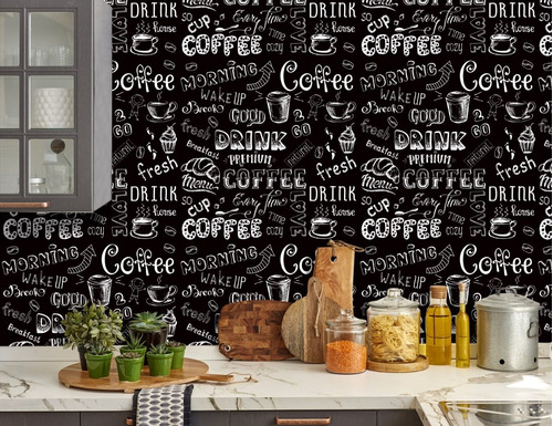 Papel De Parede Café Coffee Cozinha Adesivo Fosco 3mx50cm