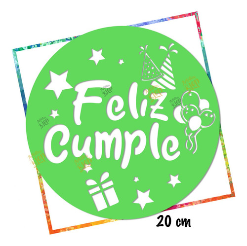 Stencil Plantilla Feliz Cumpleaños 20cm Decoracion Tortas