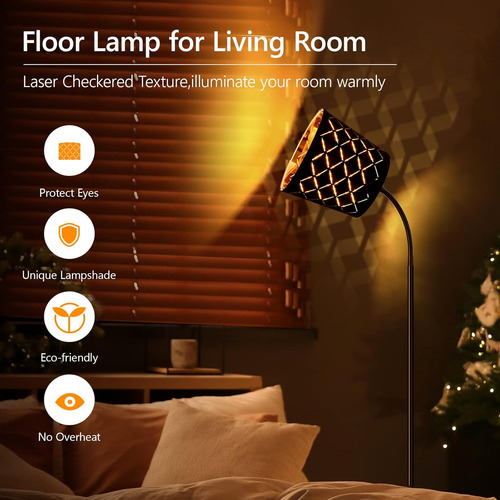 Lámpara De Pie Led Con Pantalla De Lino