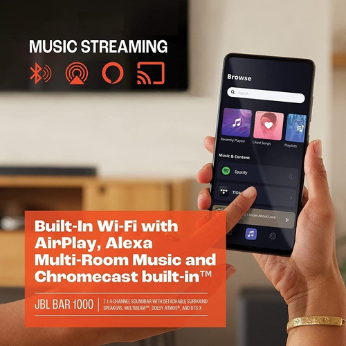 Barra de sonido JBL JBL. Bar 1000 7.1.4 Surround negra 220V