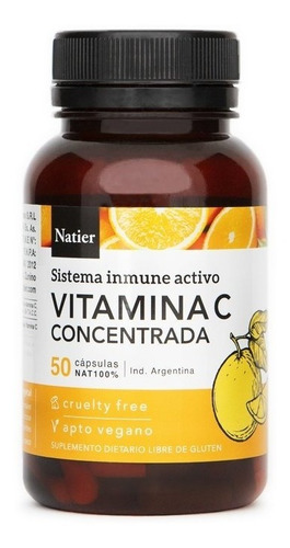 Vitamina C Concentrada Natier X50 Capsulas Apto Vegano