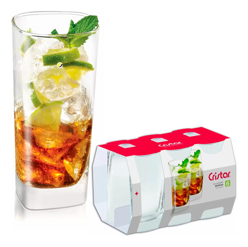 Canastilla Set X6 Vasos Schubert Bebidas En Cristal 11 Oz 