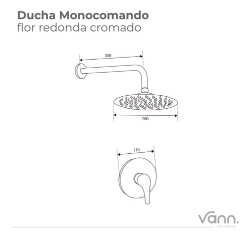 Griferia Ducha Flor Formato Redonda Vann Motorarg