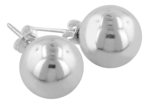 Pendientes De Bola De Plata De Ley De 12 Mm