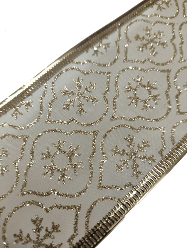 Liston Navideño Alambrado Cinta C/detalles Dorados Kit 2 Pz