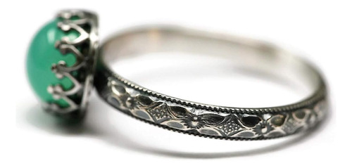 Anillo De Crisoprasa De 8mm Corona De Flor Simétrica V...