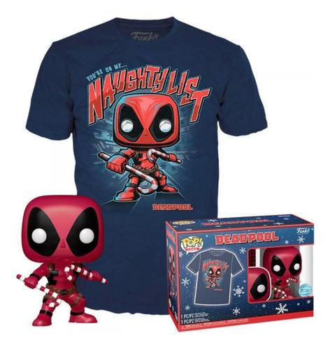 Funko Pop! & Tees Marvel - Playera Deadpool Holiday Talla M